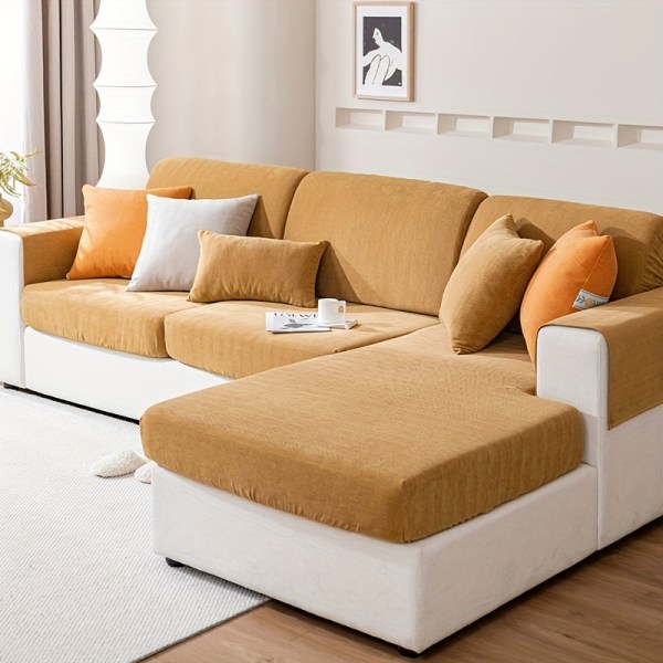 1 st Enfärgad Chenille soffa Slipcover, Halkfri stretchig sofföverdrag med resårband