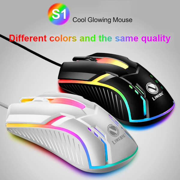 1/2/3PCS Luminous Mouse 3D 3 knappar USB-möss trådbunden 1,4M bakgrundsbelyst mus konkurrenskraftig spelmöss med RGB-bakljus för bärbar dator Style B 1pc