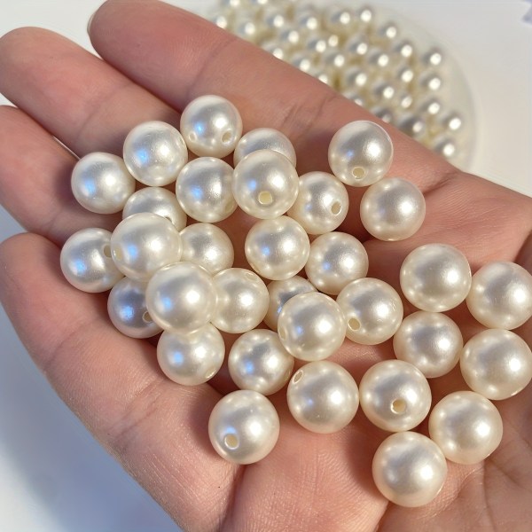4-16 mm ABS Imitation Pearl Rice Vit Pärla med raka hål, Smyckesmaterial Dam Armband Halsband DIY Accessories 10mm-50pcs