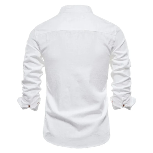 Ny vårskjorta i bomull för män Enfärgad långärmad skjorta av hög kvalitet för män Lapel Casual Sociala skjortor för män YM01A9-71-Black EUR XXL 100-105kg