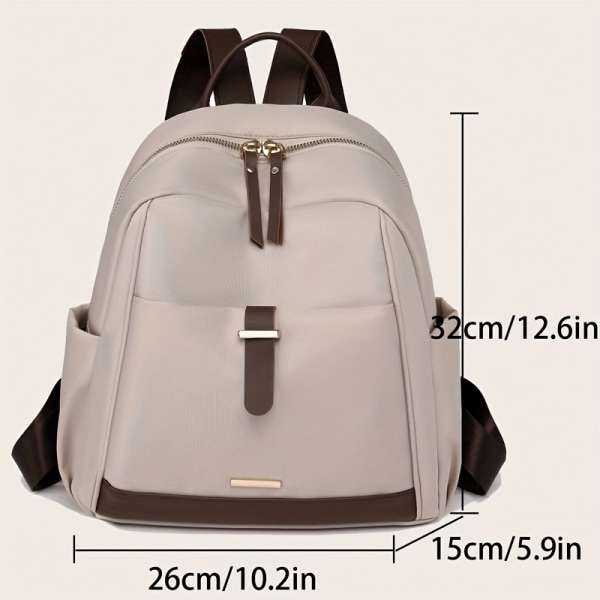 Mode ryggsäck med stor kapacitet, Preppy College School Daypack, Casual Rese- och pendlingsryggsäck för kvinnor Milk Tea Color
