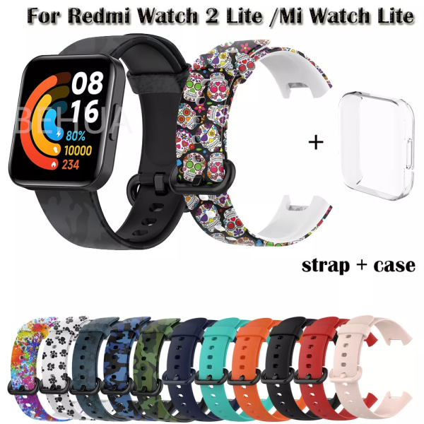 Silikonbandsrem för XiaoMi Mi Watch Lite / För Redmi Watchrem för Redmi Watch 2 Lite Armbandsbyte + case E Group For Mi Watch Lite