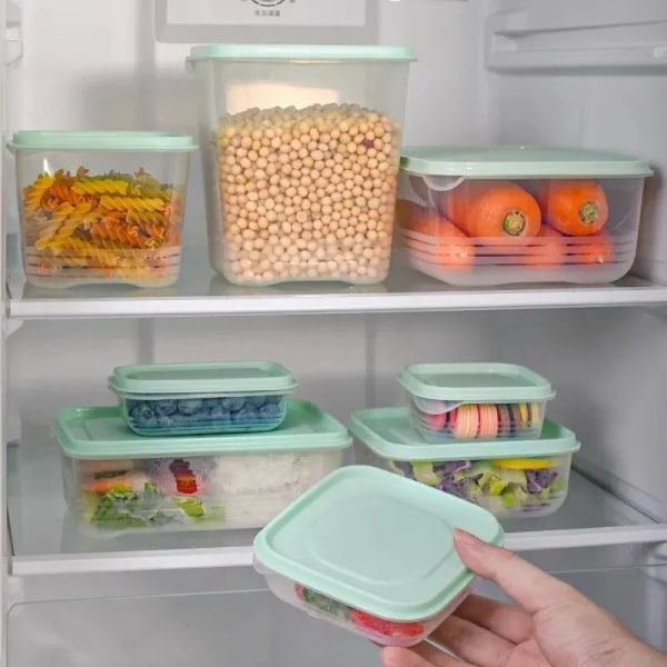 10st Kök Kylskåp Förvaringslådor Matbehållare Fyrkantig Crisper Bärbar Transparent tätningslåda Snacks Tank för torkad frukt 10PCs