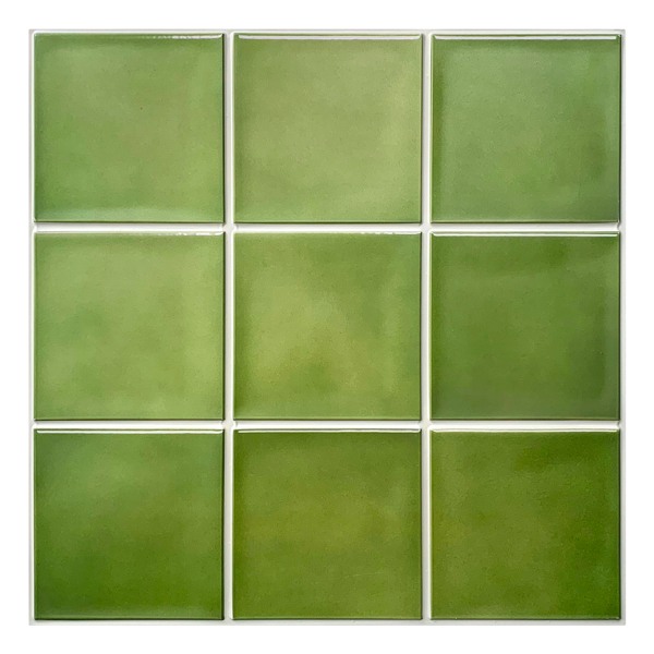 1/10 ark med 3D-gröna keramiska plattor och plattor, DIY 3D-väggpaneler, Backsplash Stick On Wall, DIY Stick-plattor, Värme- och vattentålig 1 Sheet