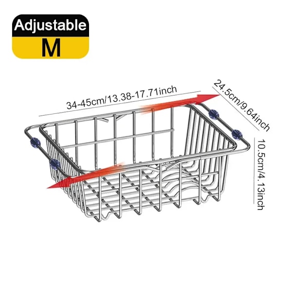 Säädettävä tyhjennysastia Ruostumaton teräs Keittiön tiskialtaan pidike Astianpesukoneen teline Monitoiminen Hedelmä- ja vihannesvarastohylly M Basket B