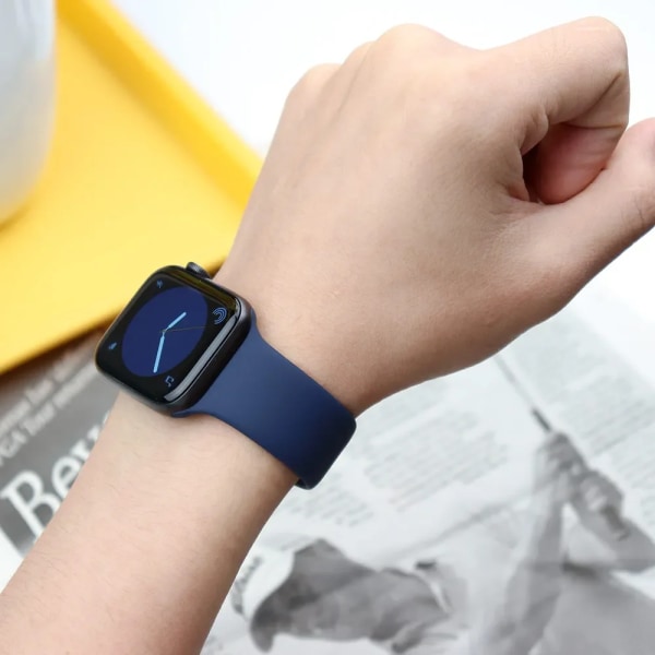 Silikonrem för Apple Watch Band 44mm 40mm 45mm 42-38-41mm original 1:1 armband iwatch series 8 7 se 3 4 5 6 9 ultra 2 49mm 21 Ice blue 49mm-42-44-45mm M-L