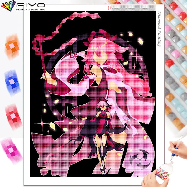 Diy 5D Diamantmålning Anime Genshin Impact Bild Mosaic Flicka Full Broderi Korsstygn Kits Hem Konst Dekorera Innehåll BK8287 Round Drill 25x35cm