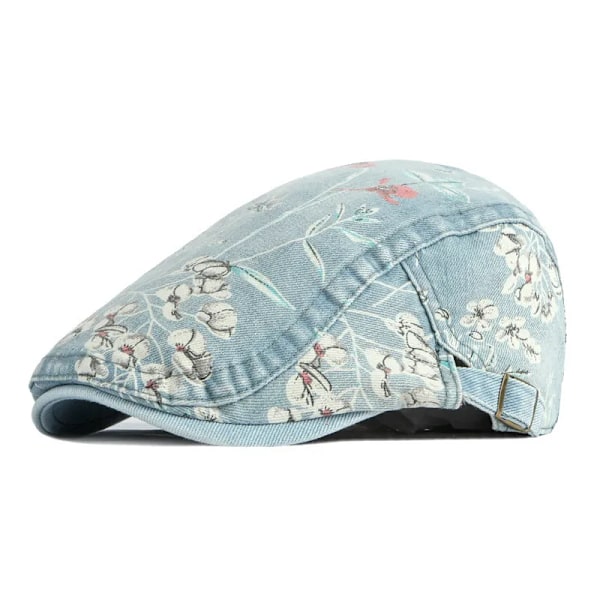 LDSLYJR Fire-Season Bomuld Blomst Print Newsboy Caps Flad Skygge Hatte Kvinder Maler Beret Hatte 16 SKY BLUE 55-60cm wear