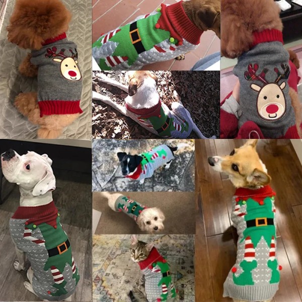 Vinter Hundkläder Jullovströja Chihuahua Teddy Outfit kappa för Liten Medium Stor Hund och Katt Höstvarm Black Deer XXL