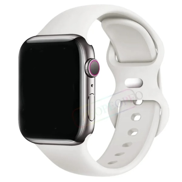 Silikonrem för Apple Watch Band 44mm 40mm 45mm 42-38-41mm original 1:1 armband iwatch series 8 7 se 3 4 5 6 9 ultra 2 49mm 10 stone white 38mm-40mm-41mm M-L