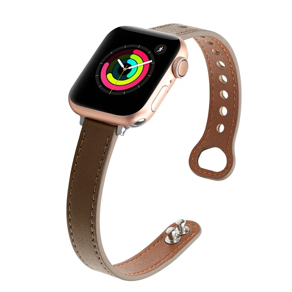 Tunnt Läderarmband för Apple Watch Band 10 9 8 46mm 42mm 41mm 44mm 45mm 38/40mm Kvinnors Armband Klockarmband Bälte iWatch 7 se 6 5 4 1 brown 38mm 40mm 41mm