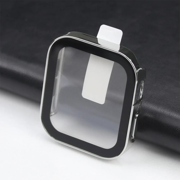 Glas+vattentätt case för Apple Watch 7 8 9 45mm 41mm Skärmskydd Hård PC Bumper för iWatch Series 6 5 4 SE 40mm 44mm Cover Silver Series 4 5 6 SE 44mm