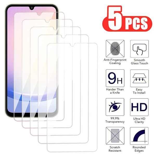 5Pcs Härdat Glas För Samsung Galaxy A05 A15 A25 A35 A55 Skärmskydd A04 A14 A24a 34 A54 F04 F14 F34 F54 Skyddsglas A04 Core