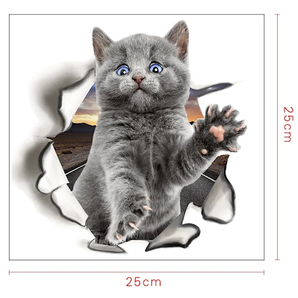 Mode 3D Katter Toalett Klistermärken Härliga Djur Vägg Decal Lovely Blue Cat Home Inredning Art Pvc Vinyl Badrum Dekorare Vattentät No.1