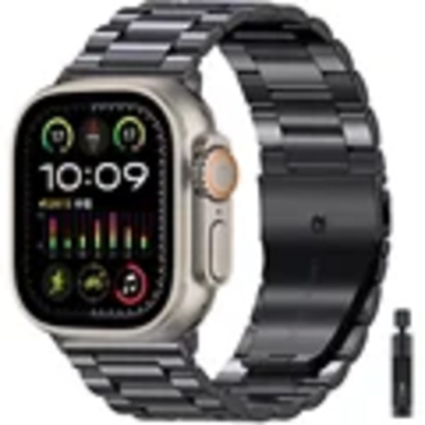 Metallrem för Apple Watch Ultra/2 49mm 9 8 7 45mm 41mm Rostfritt stål Högkvalitativt armband för iWatch 6 5 4 3 SE 44mm 42mm 40mm Black and tool For Series 9 45mm