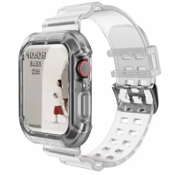 Klart band + case för Apple Watch Series 9 8 7 6 SE 5 49 mm 45 mm 44 mm 42 mm 41 mm Transparent för iwatch 3 38 mm 40 mm plastrem TRW 38 40 41MM
