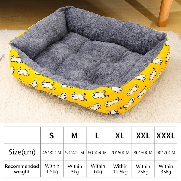 Kvadratisk Tyk Varmt Hundebed Nakkebeskyttelse Kæledyrs Sofa Mange Farver Kattenest Matte yellow duck M-50x40cm