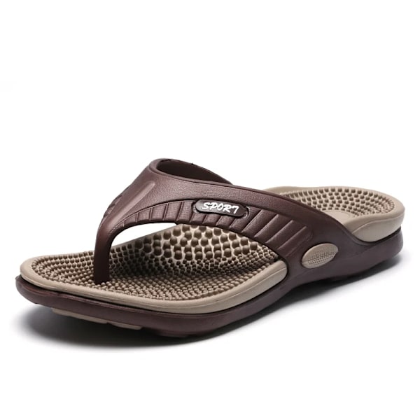 Mænd Sandaler Sommer Fritidstrand Ferie Sandal Høj Kvalitet Mænd Sko Udendørs Gåture Sko Mal Bekvemme Casual Flat Sandaler Brown 40