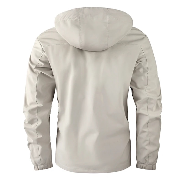 Mode Män Casual Windbreaker Jacket Huvad Jacka Man Vattentät Utomhus Mjuk Shell Vinter Rock Kläder Varm Flee LD2889 White L  for  60-67.5Kg