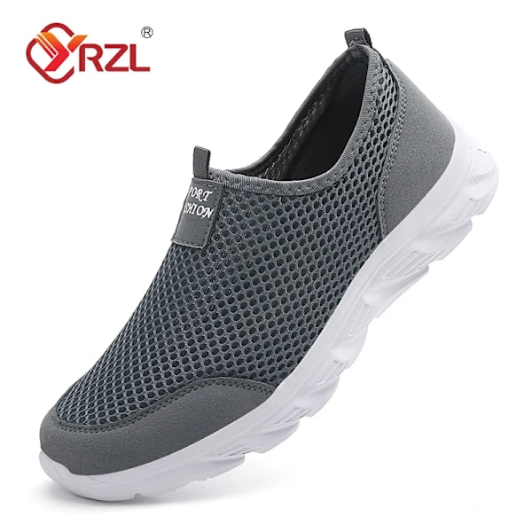 Yrzl Sneakers Mænd Sommer Casual Sko Mænd Mesh Åndbar Udendørs Icke Slip Sport Sko Slip På Loafers Til Mænd Piu Størrelse 38-46 Grey 39