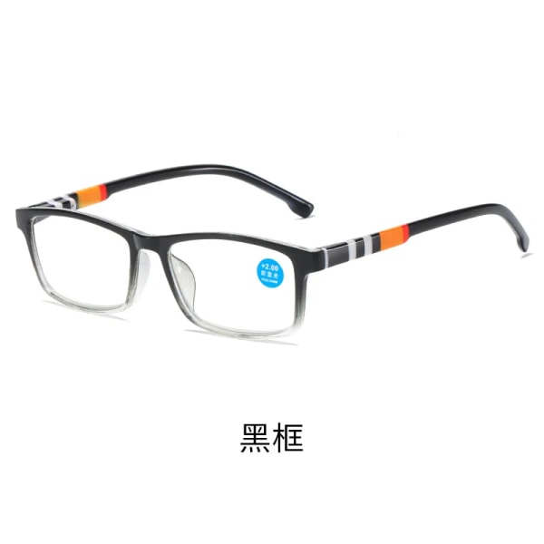 Multifokala progressiva läsglasögon Män Intelligent liten ram Ultralätt antiblått ljus Presbyopiska glasögon kvinnor +1.0~+4.0 Nomal-Black