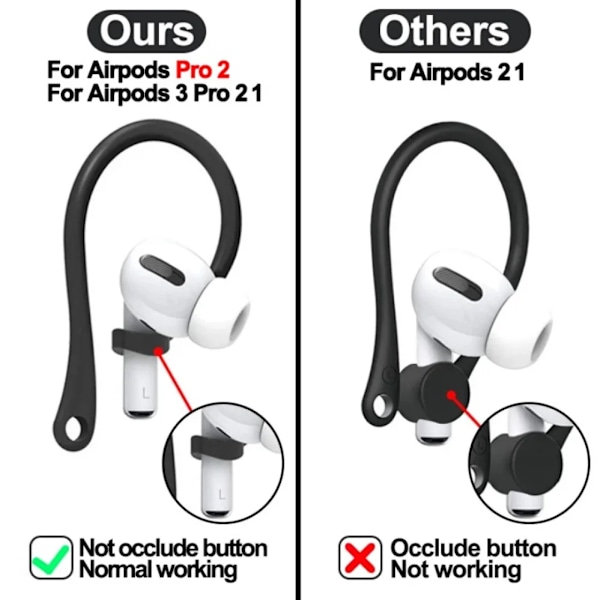 Silikoneöron Krokar För Apple Air Pods Pro2 Tillbehör Anti-Fall Bluetooth Earphone Holder För Airpods 1 2 3 Pro Sports Earho Ok Purple