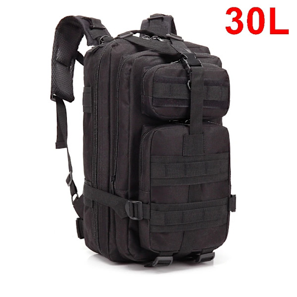 QT&QY 30/45L Taktiske Rygsække til Mænd HkingTraveling Tasker Overlevelses Udendørs 3P Assault Pack EDC Molle Pack Til Trekking Jagttaske 30L Black