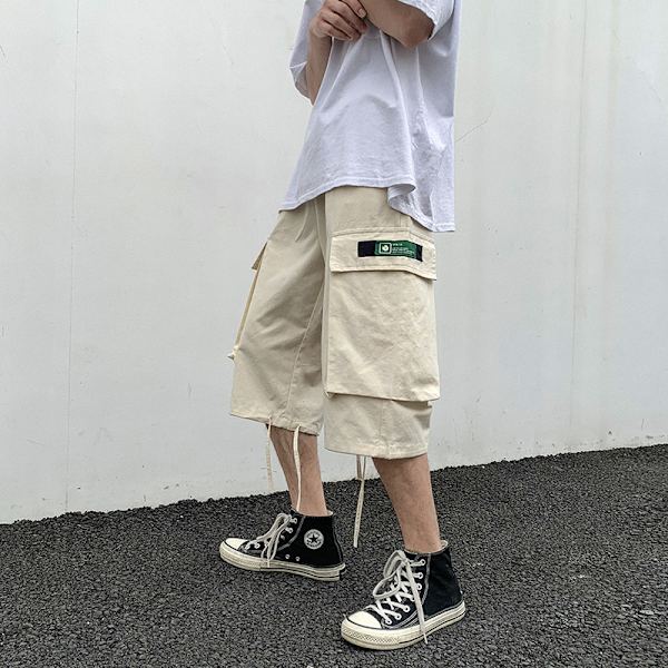 Suorat Cargo Capri -housut Miehet Kesä Ulkona Kuluttaa Muotia Opiskelijat Löysät Casual 7 Pistettä Lyhyet Housut Miehet Hong Kong Style Street. Grey XXL