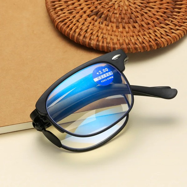 Hopfällbara HD läsglasögon Män Kvinnor Unisex Presbyopia Hyperopia Glasögon med förstoringsglasögon Glasögon Dioptri +1,0 Till 4,0 black