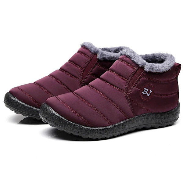 Män Stövlar Mjuk Icke-Slip Bekväm Vattentät Mäns Sneaker Vinter Hålla Varm Plush Skor Manlig Trend Snö Stövlare Män Wine 42