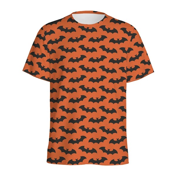 Multifarvet Halloween-flagermus 3D-trykt T-shirt Mænd Kvinder Dyr Monster T-shirt Løs Korte ærmer Rund Hals Børn Tee Skjorter Tshirt-ZXA52764 140 (Kids)