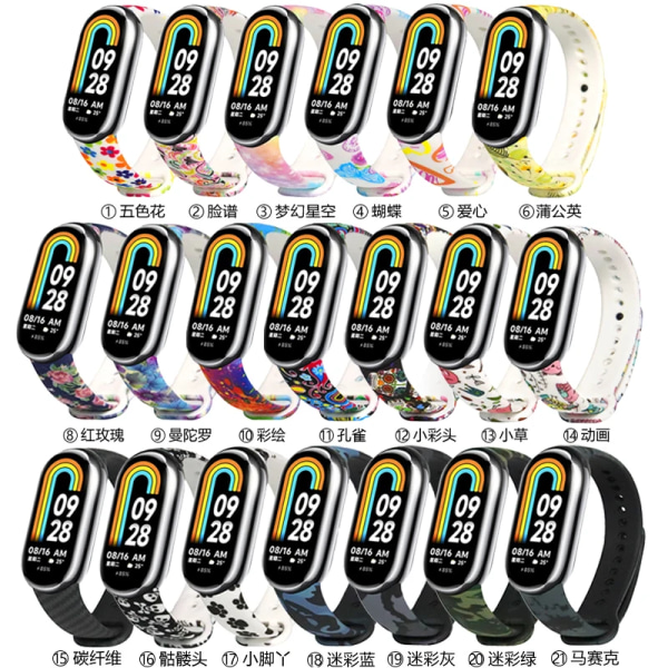 Andningsbar rem för Xiaomi Mi Band 8 Rem Ersättningsfärg Silikonarmband TPU-rem för Xiaomi MiBand 8 Strap 17 For xiaomi mi band 8