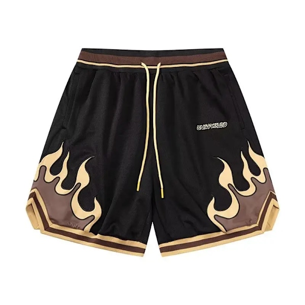 2024 Summer Basket Running Shorts Män Hög Kvalitet Social Elastisk Midja Shorts 2 Färger Sport Kläder Träning Shorts black US L Asian 3XL