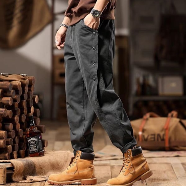 Amerikanska Retro Workwear Byxor Mäns Våren Och Hösten Modemärke Lös Och Enkel Tryckt Rak Vår Fritid Byxor Män Khaki XXL