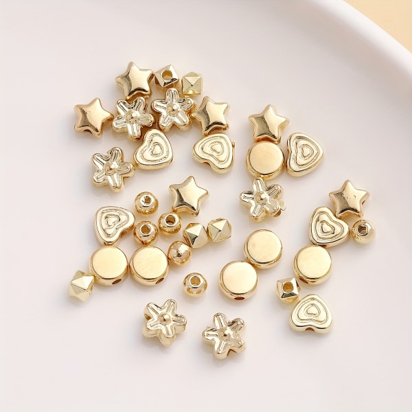 1200 st små hål pärlor Ansiktsskurna pärlor CCB Set, gör det själv smyckesväskor Kc Gold