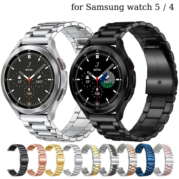 Klockarmband för Samsung Galaxy Watch 3 4 5 Pro 40 44 45 mm band 4Klassiskt 42 mm 46 mm band i rostfritt stål Active2 Amazfit Bip3 GTS4 Black Galaxy Watch4 5 40mm