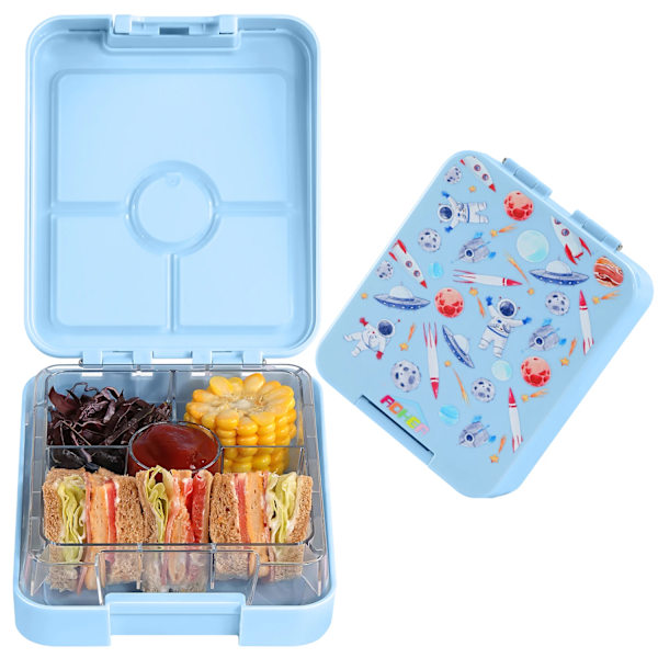 AOHEA Bento Lunch Box för barn: Sjöjungfru Bento Boxar 4 fack Småbarns Bento Behållare för Dagis eller Skola Blue 4