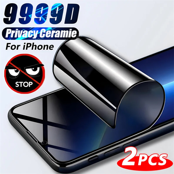 Anti-Spy Keramik Mjuk Film För iPhone 15 14 13 12 11 8 7 Pro Max Mini Plus SE 2020 X XS XR Privacy Full Cover Skärmskydd For iPhone 7 8 Plus 2PCS