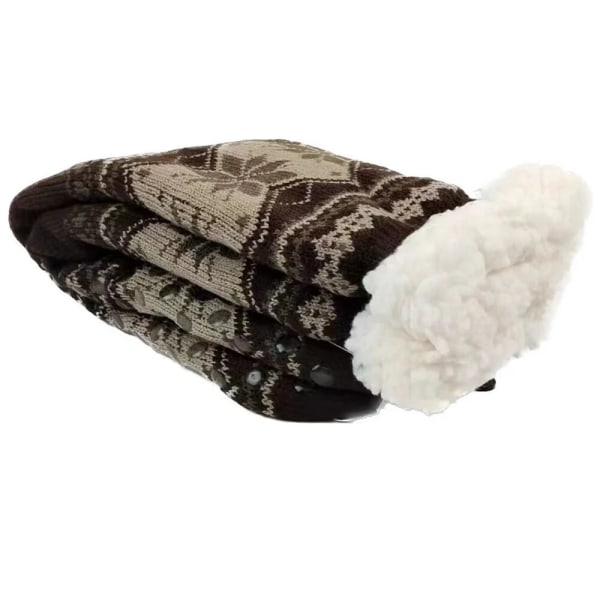 Vinterstrumpor Herr Fluffiga Varma Korta Plus Sammet Mjuka Thermal Halkfria Golv Fuzzy Sock Hane Förtjockade Presenter 2023 New In Brown snowflake