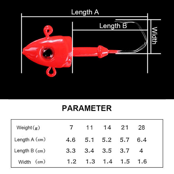 2 kpl Jig-kalastuskoukku 7G 11G 14G 21G 28G Kalastuskoukku Teräskoukku 3D Punaiset silmät Suolavesi Pyyntiväline Luminous 2PCS 7G