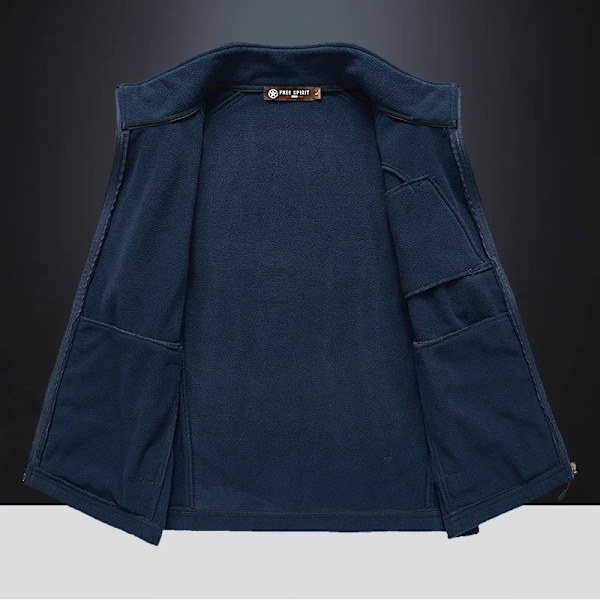 Stående Krave Veste Mænds Efterår Og Vinter Varme Dobbeltsidet Fløjl Ærmeløs Jakke Casual Vindtæt Vest Fleece Camisole navy blue XXXL 85-95KG