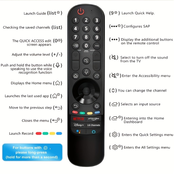 MR21GA för 2021 LG-Magic-fjärrkontroll med pekare och röstfunktionsersättning för LG UHD OLED QNED NanoCell 4K 8K Smart TV