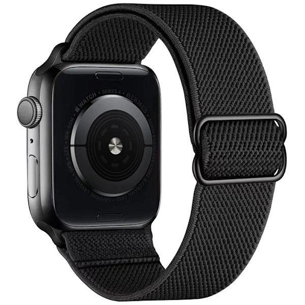 Strækbar Nylonrem til Apple Watch Ultra Band 40mm 41mm 42mm 44mm 45mm 49mm Elastiske Armbånd iWatch Serie 9 8 SE 7 6 5 4 3 2 Black 38mm 40mm 41mm