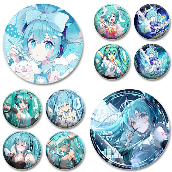 58Mm Miku Tecknad Bricka Cosplay Anime Söta Broschar Handgjorda Plast Emalj Stift För Kläder Ryggsäck Tillgång Till Smyckena Gift 58mm H01