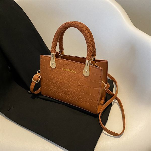 Høj Kvalitet Kvinders Taske 2022 Nye Mode Tasker Stenmønster Bærbar Skuldertaske Crossbody All-Passende Western Style Lille Firkant Taske Creamy-White