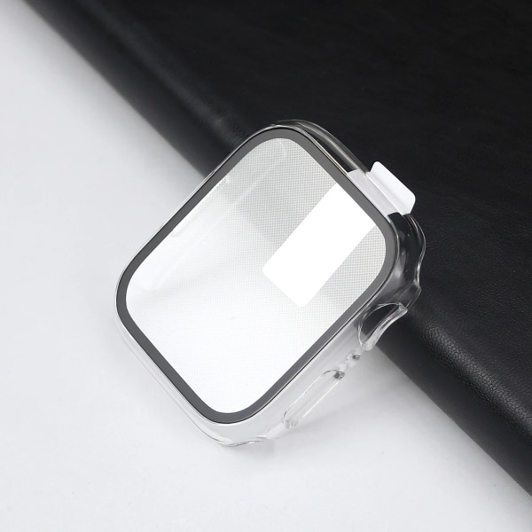 Glas + case för Apple Watch 45 mm 41 mm 44 mm 40 mm skärmskydd Bumper PC- cover för iWatch Series 3 4 5 SE 6 7 8 9 Tillbehör Clear Series 4 5 6 SE 40mm