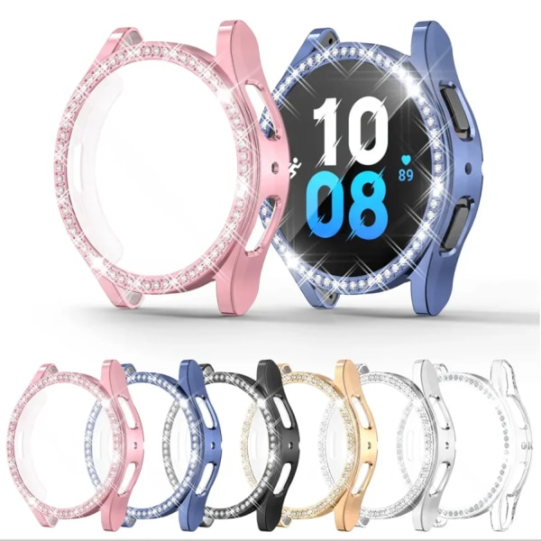 Case för Samsung Galaxy Watch 6 5 4 40mm 44mm Case PC enkelrads belagd glänsande cover stötfångare utan glas Clear Galaxy Watch6 44mm