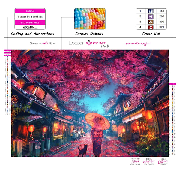 Landskap Diamantmålning Mount Fuji Sakura Bild Full Diamond Cross Stitch Kits Mosaik Broderi Heminredning Födelsedagspresent CC1031 Square 60x80