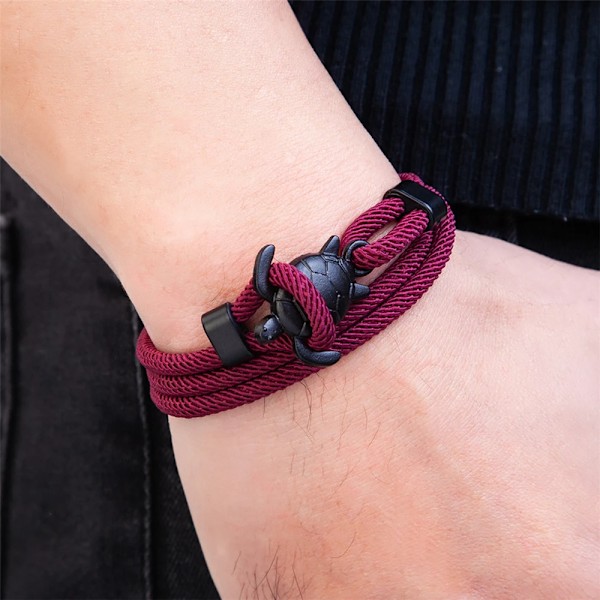 Udendørs Camping Redningsnødrebånd Dame Sort Skildpadde Armbånd Justerbart Milan Reb Armbånd Mænds Handsome Gave TZ-1565