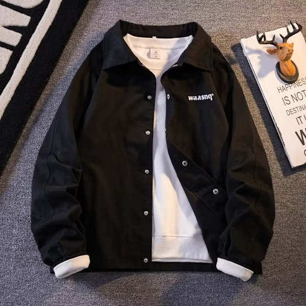 Paksu Rock Miesten Muoti Brändi Talvi Löysä Japanilainen Style Handsom Overalls Takki Lapel Baseball Uniform Pitkähihainen Paidan Syksy Ja Talvi Creamy-White L